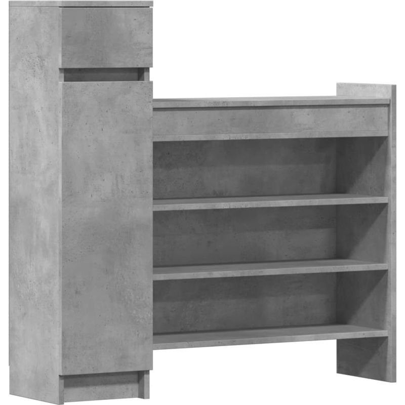 Vidaxl – Armoire à chaussures gris béton – Bois d'ingénierie – 1 tiroir, 2 compartiments, 4 étagères – Résistante à l'humidité Pot - Image 2