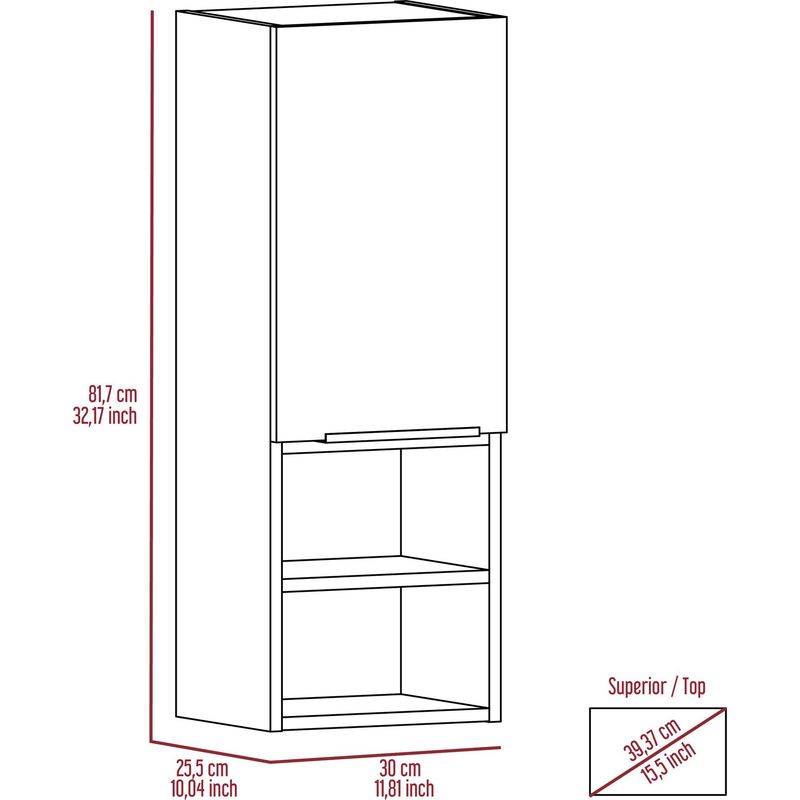 Armoire murale de salle de bains Mila, 81.7118 CM AL X 29.972 CM AN X 25.5016 CM P , Noir - Image 2