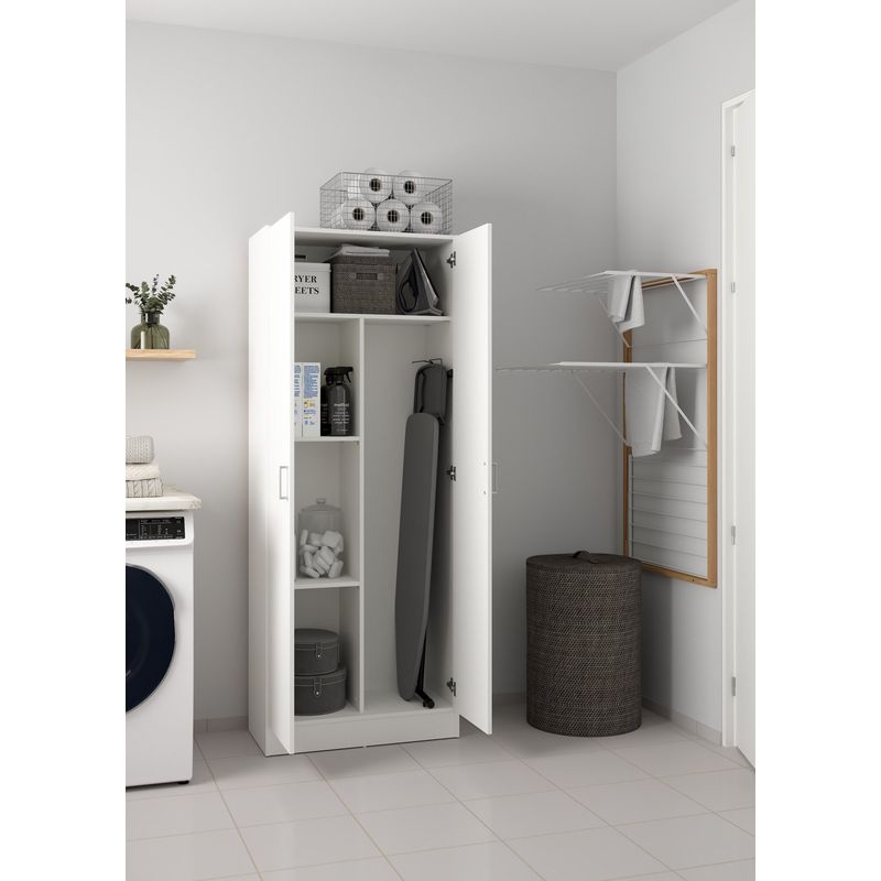 Dmora – Armoire murale de salle de bain 2 portes – 3 étagères modulables – Panneau mélaminé 15mm – Dimensions 37x180h cm – Poids max 45 kg - Image 2