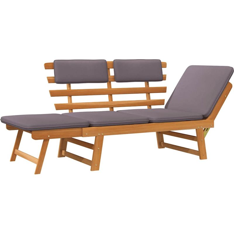 Vidaxl – Chaise longue 2-en-1 en bois d'acacia 190 cm – Coussins amovibles – Résistante aux intempéries – Pour extérieur Support - Image 4