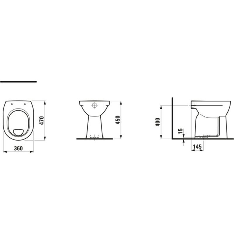LAUFEN PRO WC au sol, sortie verticale, 360x470x450mm Plate - Image 4