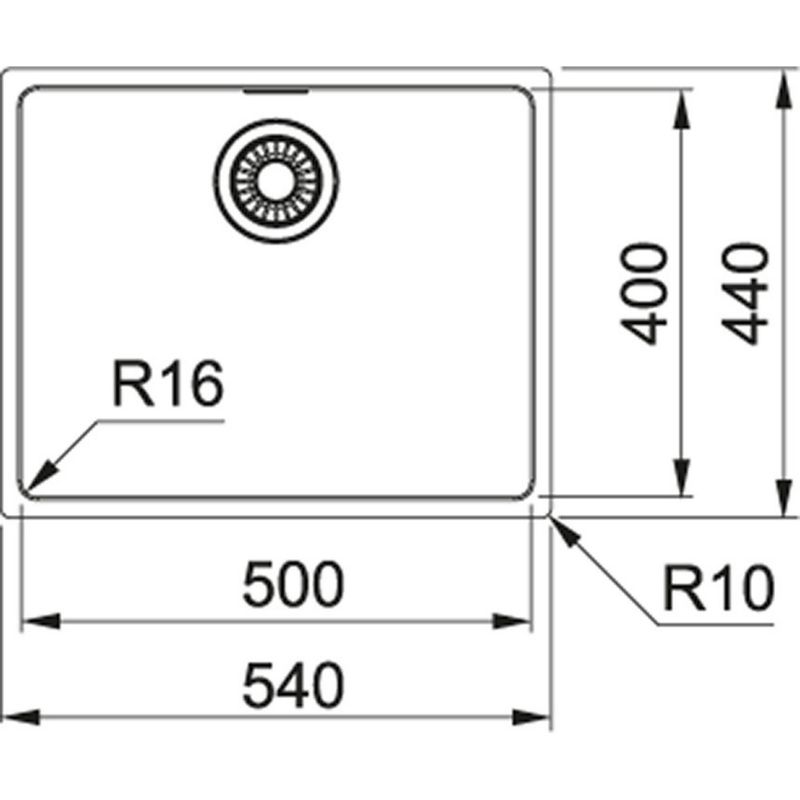 Franke – Évier 1 bac en acier inoxydable MRX 110-50 – Montage sous plan – Dimensions 540x440 mm – Trop-plein caché – Bonde à panier 3 1/2“ Adapter - Image 3