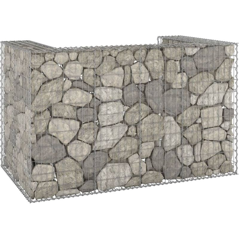 Vidaxl – Mur en gabion pour poubelles – Acier galvanisé résistant aux intempéries – Dimensions 180x100x110 cm – Contient 2 poubelles - Image 3