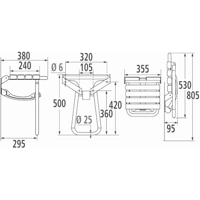 Pellet – Siège de douche blanc – Sécurité maximale avec béquille automatique – Peu encombrant en position relevée – Installation facile - Image 4