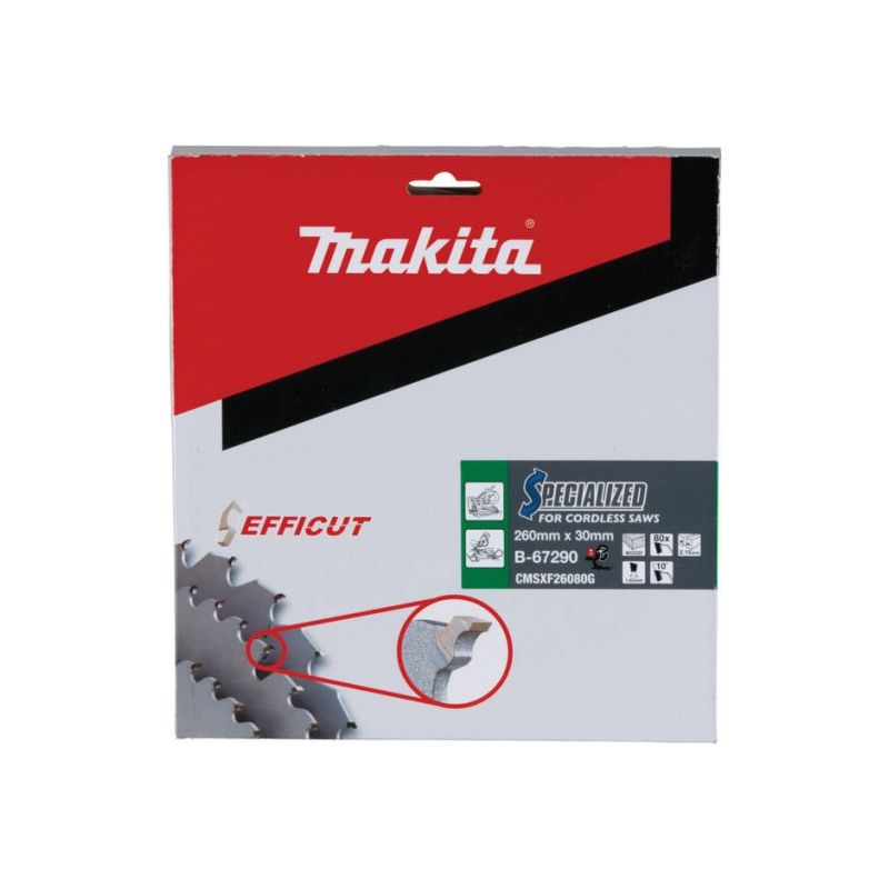 Makita – Lame de scie circulaire 260x30 mm B67290 – 80 dents Efficut pour bois dur – Coupe nette et rapide – Compatible scie à onglet - Image 4