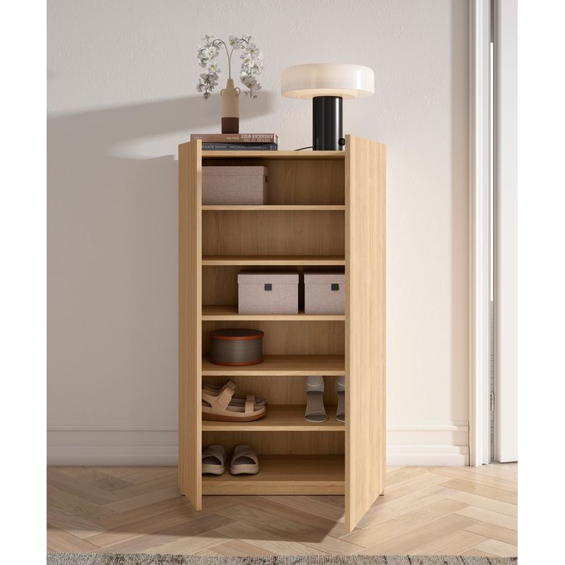 Meuble à chaussures en mélamine 70x35x122cm – 5 étagères réglables – 2 portes à fermeture douce – Capacité 18-20 paires – Herdasa - Image 2