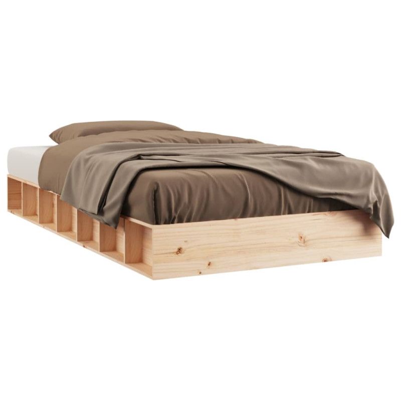 Vidaxl – Cadre de lit 90x200 cm en bois massif – Design peu encombrant – Lattes en contreplaqué pour stabilité – Convient aux petits espaces - Image 2