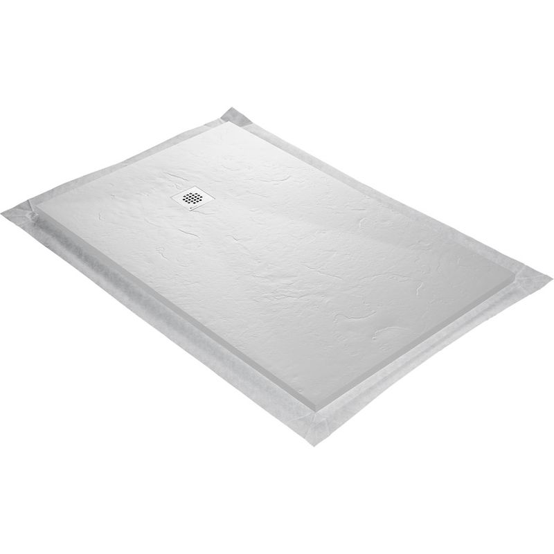 U-Tile – Receveur de douche résine 200 x 100 cm ultra-plat imitation ardoise – Grille carrée inox 11,5 cm – Antidérapant PN 24 – Siphon 360° - Image 2