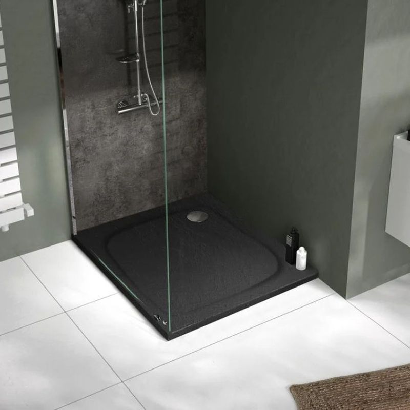 Allibert – Receveur de douche carré effet pierre – Bioplax® noir – Extra-plat 80x80cm – Surface antidérapante – Installation à encastrer - Image 4