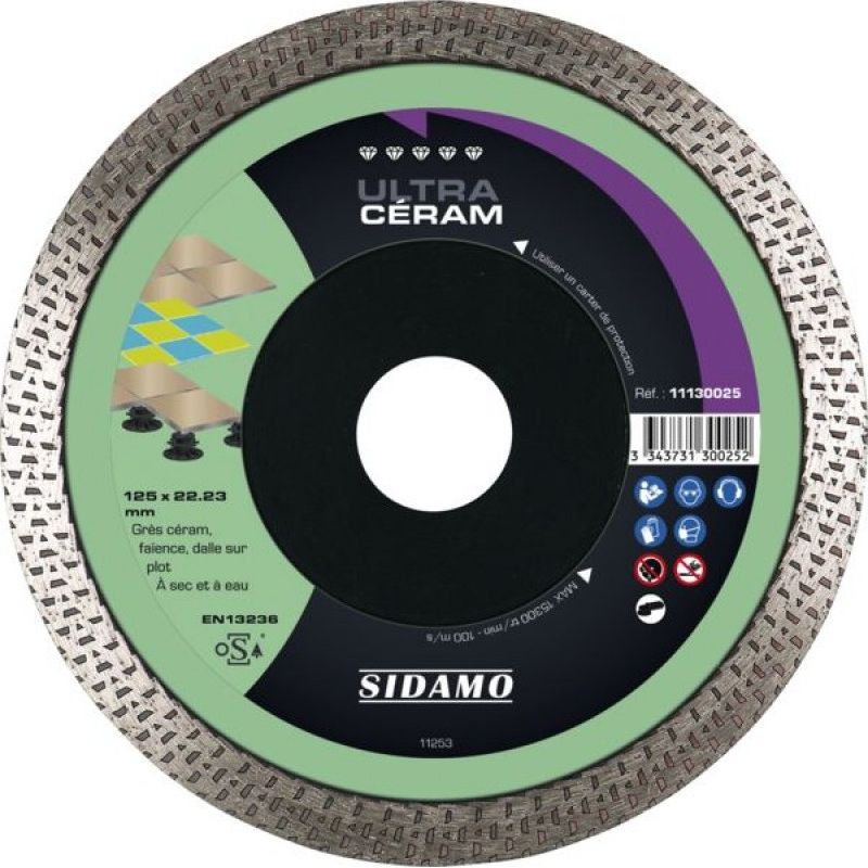 Sidamo – Disque diamant ultra céram 125 mm 11130025 – Alésage 22,23 mm – Épaisseur 1,4 mm – Pour grès cérame et faïence - Image 4