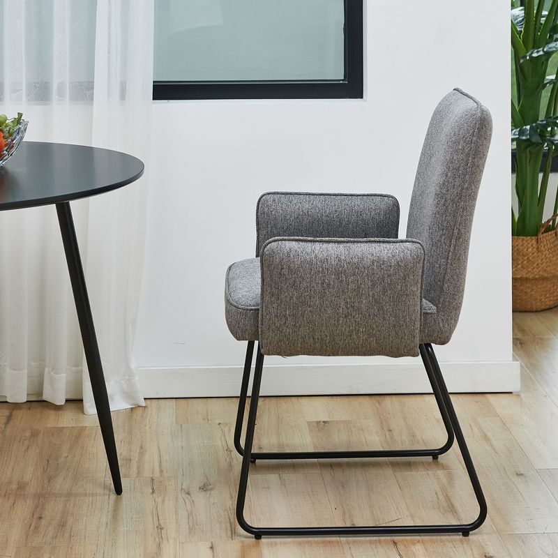 SVITA ALBA Lot de 2 chaises de salle à manger Chaise à accoudoirs Chaise rembourrée tissu gris - Image 3