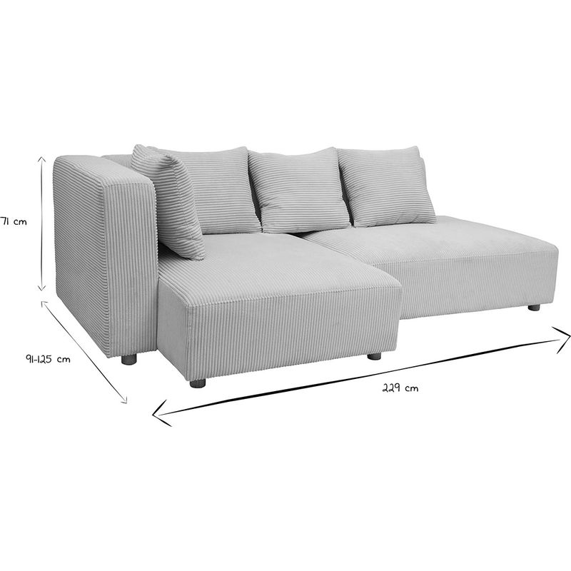 Miliboo – Canapé d'angle gauche 3 places en velours côtelé beige – Piètement en bois massif – Dimensions L229 x P91-125 cm – Confort cocooning - Image 5