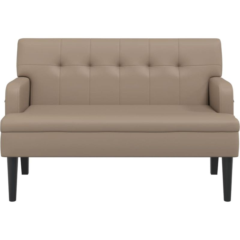 Vidaxl – Banc avec dossier similicuir cappuccino 112x65,5x75 cm – Assise confortable – Pieds en bois massif – Cadre robuste - Image 3