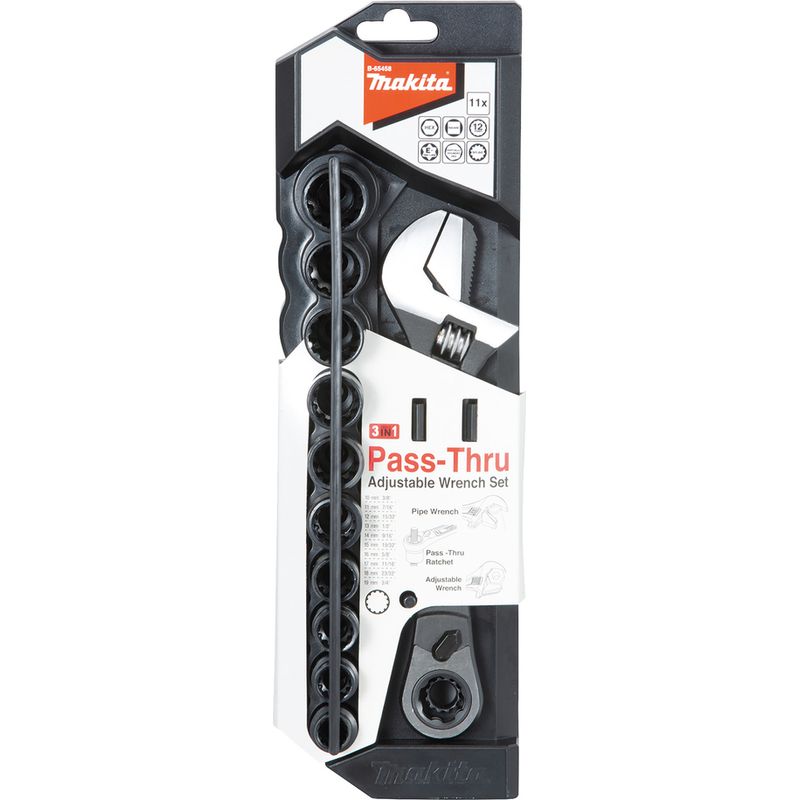 Makita – Clé à molette multifonction 200 mm – Largeur d'ouverture 30 mm – 10 douilles hexagonales 12 points – Mors réversible pour boulons abîmés - Image 3