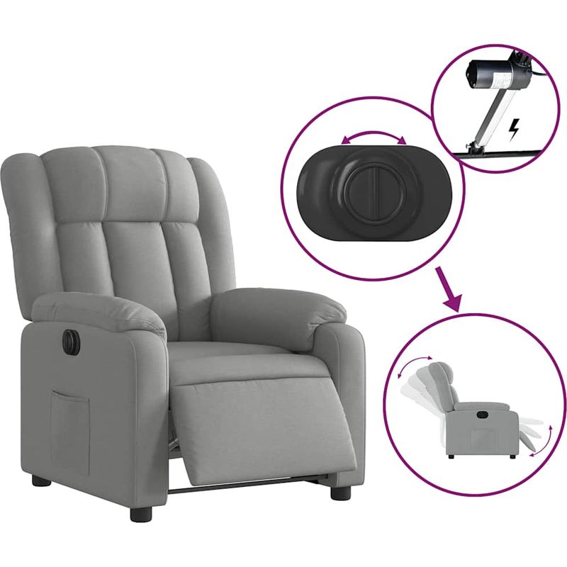 vidaXL Fauteuil inclinable électrique Gris clair Tissu - Image 5