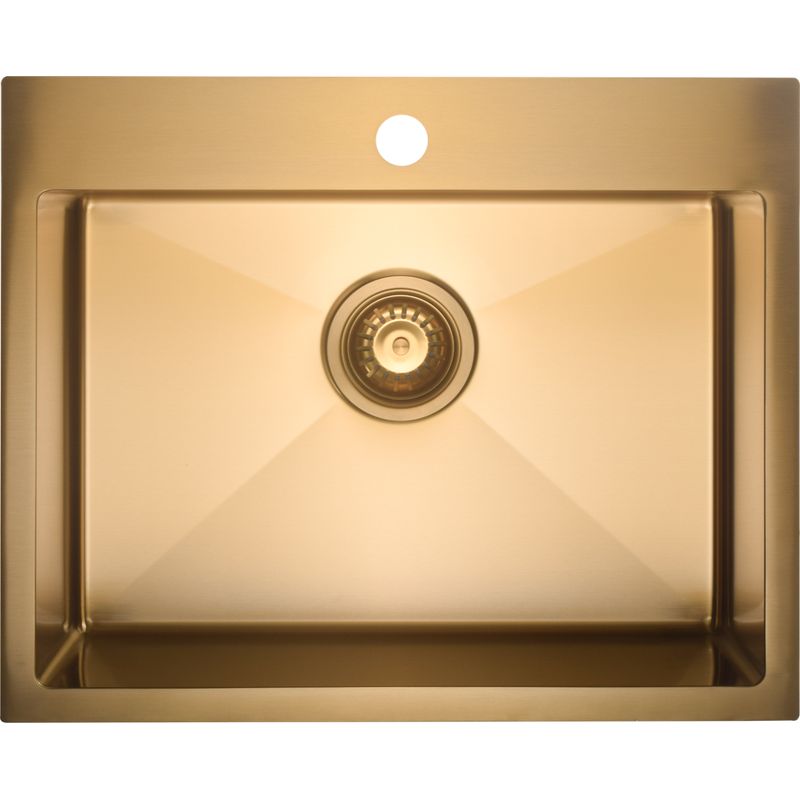 Ceramia Timeless Évier de cuisine encastrable inox 304, 1 bac , 55x45x21 cm, Or brossé PVD - Image 5