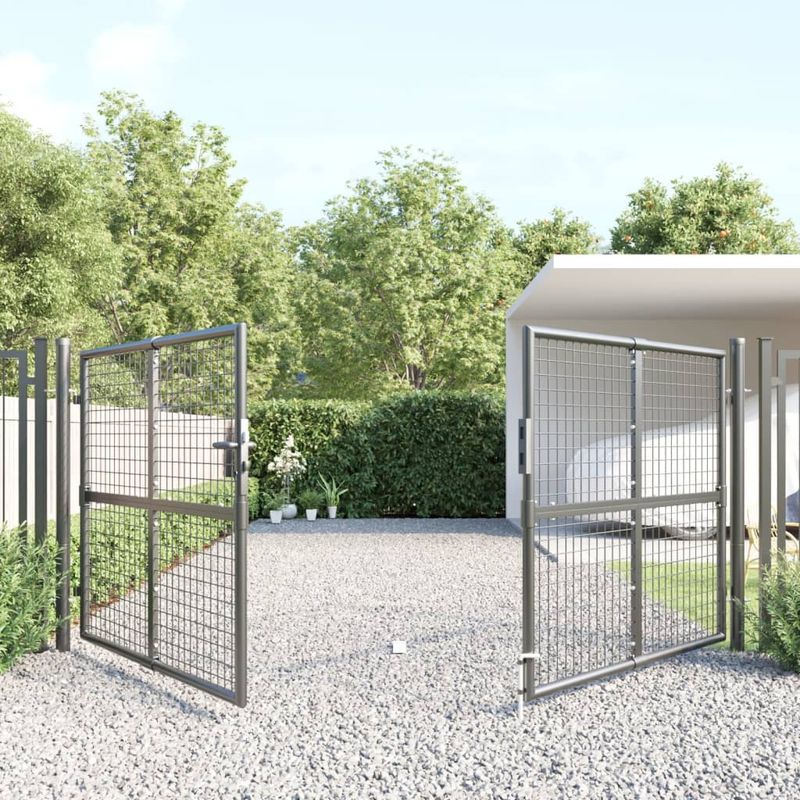 Vidaxl – Portail grillagé anthracite 300 x 125 cm – Acier galvanisé résistant à la corrosion – Conception verrouillable pour sécurité - Image 2