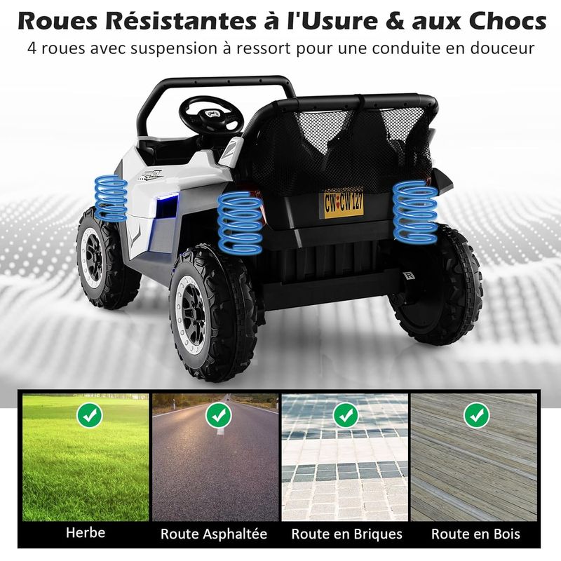 COSTWAY Voiture Electrique Enfant 12 V avec 2 Places et Télécommande 2,4G, Quad Électrique avec Démarrage Lent pour 3-8 Ans,Vitesses 2-4 - Image 2