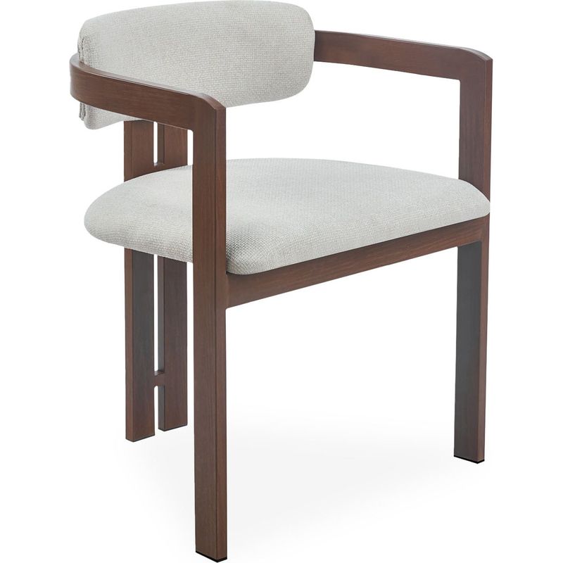 Cotecosy – Lot de 2 chaises Galilea métal effet bois foncé – Assise rembourrée en tissu beige – Dossier incurvé pour confort – Dimensions L50 x P58 - Image 4