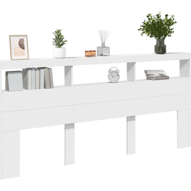 Vidaxl – Tête de lit avec LED RGB – Bois d'ingénierie – Dimensions 220x17x102 cm – Grand espace de rangement – Support dorsal confortable - Image 5