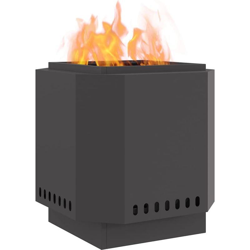 vidaXL Bol de feu sans fumée Noir 48 x 48 x 51 cm Acier patiné - Image 3