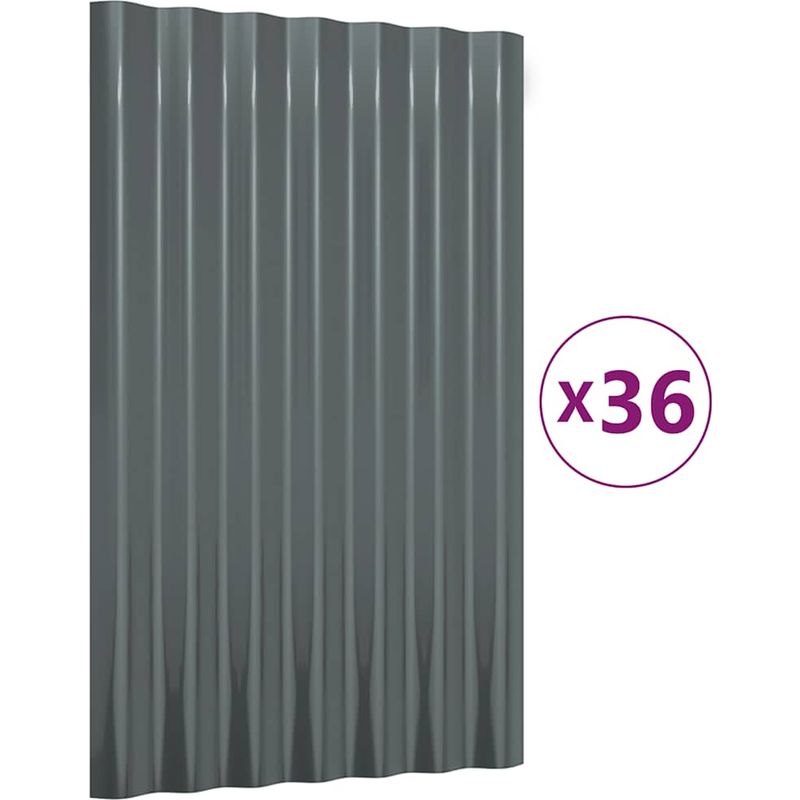Vidaxl – Panneaux de toit 36 pcs en acier galvanisé – Dimensions 60x36 cm – Résistants aux intempéries – Installation facile pour abris et han Panneau - Image 2
