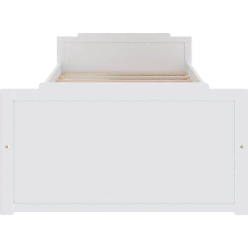 Vidaxl – Cadre de lit blanc 90x200 cm en bois de pin massif – Structure robuste avec tiroirs intégrés – Idéal pour chambre adulte - Image 4