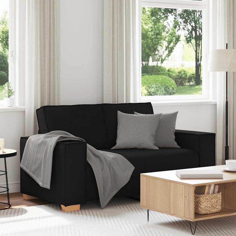 Vidaxl – Canapé 2 places convertible noir 160x78x84 cm – Tissu polyester doux et durable – Accoudoirs larges pour confort optimal