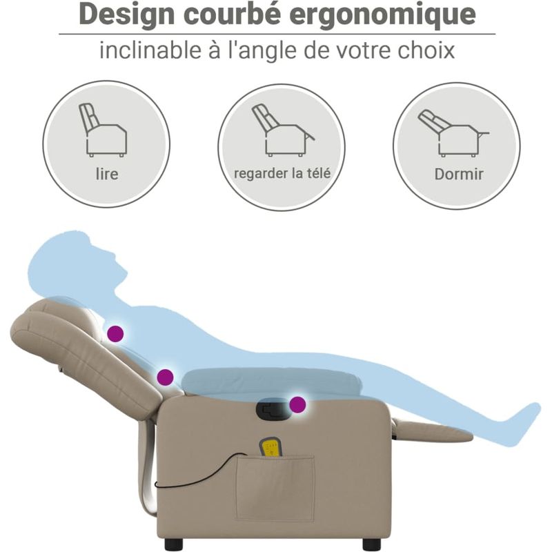 vidaXL Fauteuil de massage inclinable Cappuccino Similicuir - Image 4
